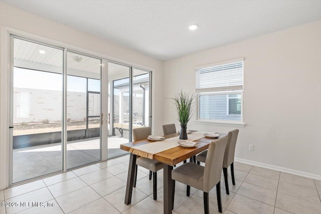 tiled dining area with plenty of natural light