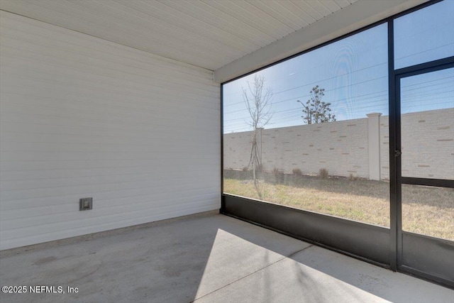 view of unfurnished sunroom