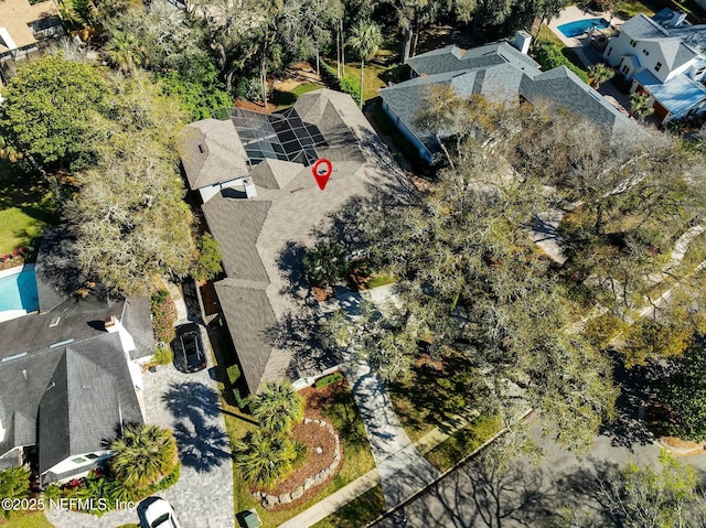 bird's eye view with a residential view