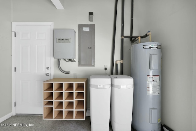 utilities with electric panel and electric water heater