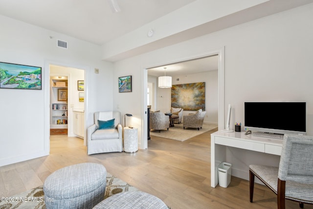 office featuring light hardwood / wood-style floors