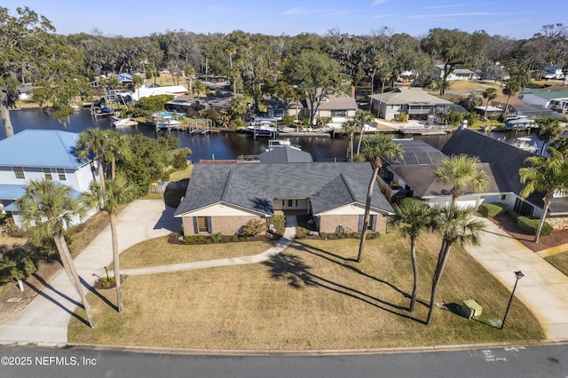 bird's eye view featuring a water view