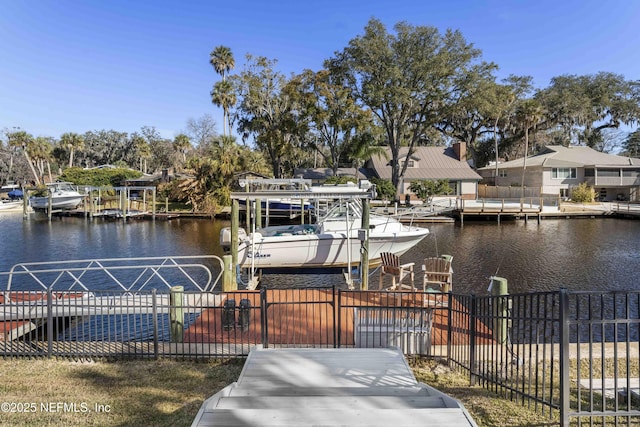 dock area featuring a water view