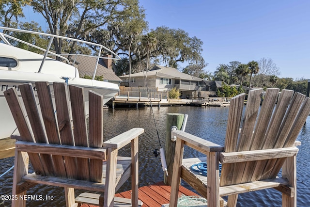 view of dock featuring a water view