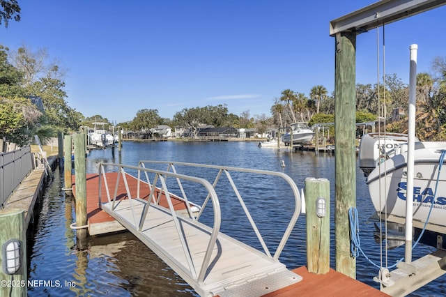 dock area with a water view