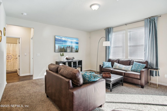 living room featuring carpet floors