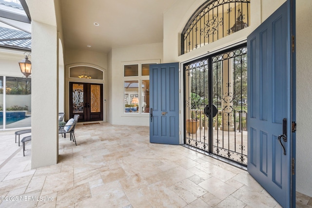 foyer featuring french doors