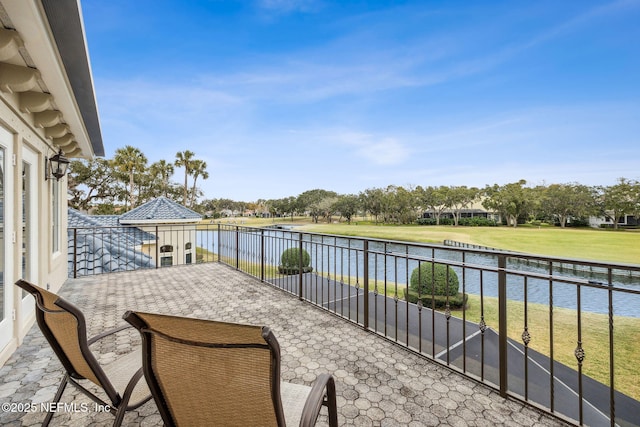 balcony with a water view