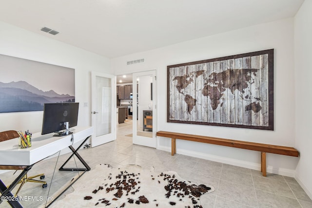 home office featuring french doors