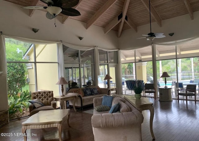 sunroom / solarium with wood ceiling and a wealth of natural light