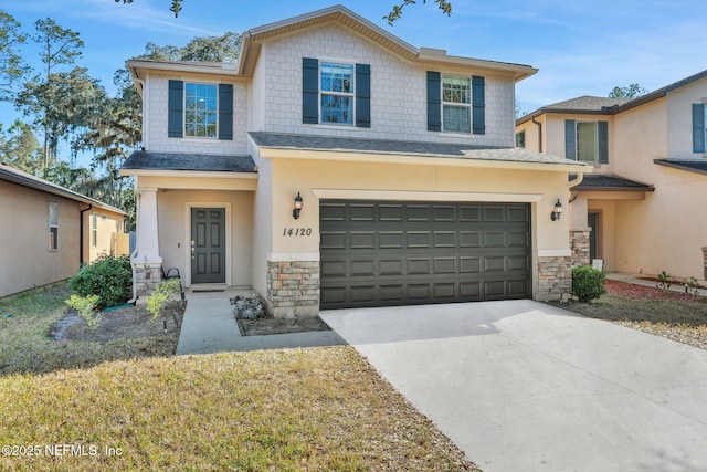 view of front of house with a garage