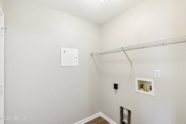 laundry room with washer hookup, hardwood / wood-style floors, and hookup for an electric dryer