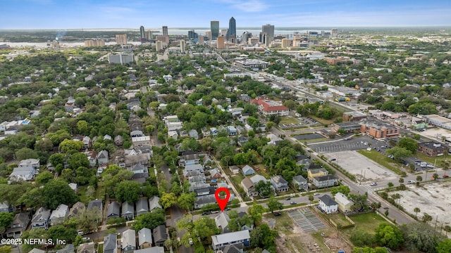 bird's eye view with a city view