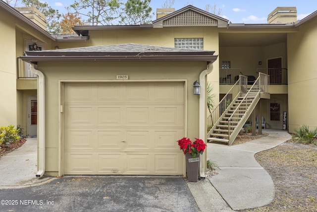 exterior space featuring a garage