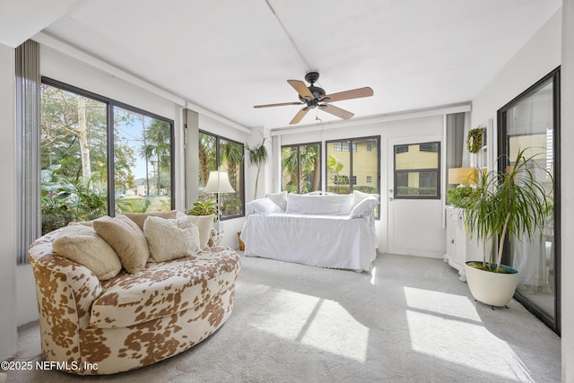 sunroom / solarium with ceiling fan