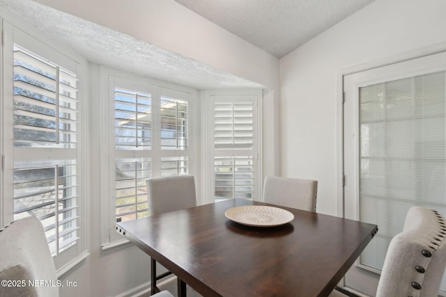 dining area with a textured ceiling