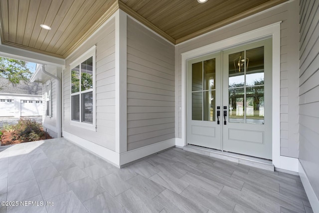 property entrance with french doors