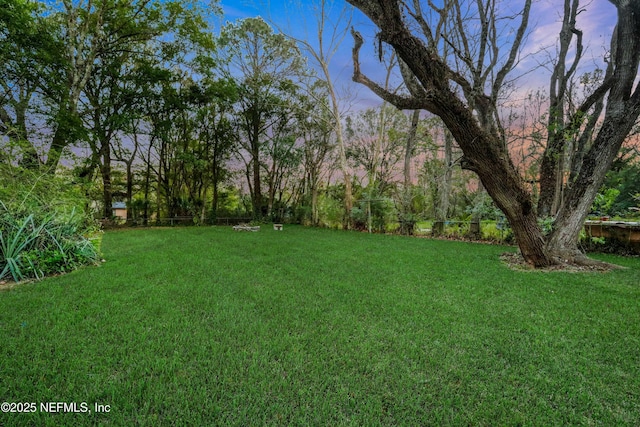 view of yard at dusk