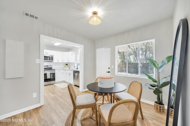 dining room with light hardwood / wood-style flooring