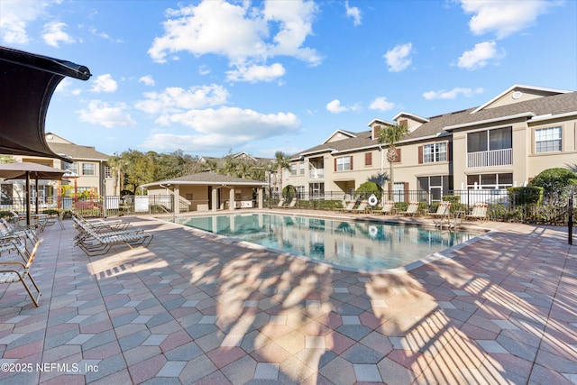 view of swimming pool featuring a patio