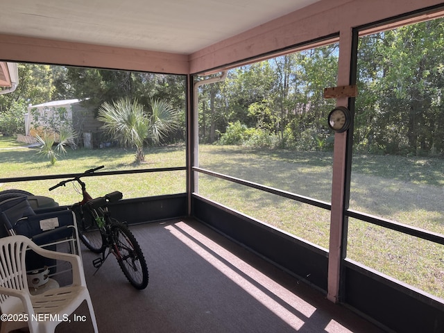 view of unfurnished sunroom