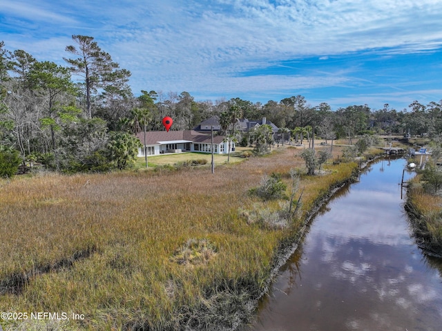 exterior space featuring a water view