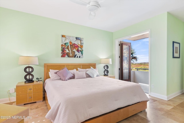 bedroom featuring ceiling fan