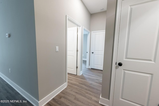 hallway featuring wood-type flooring