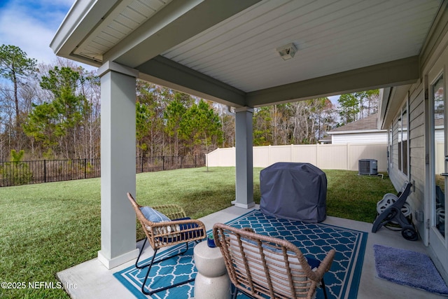 view of patio featuring area for grilling and central AC unit