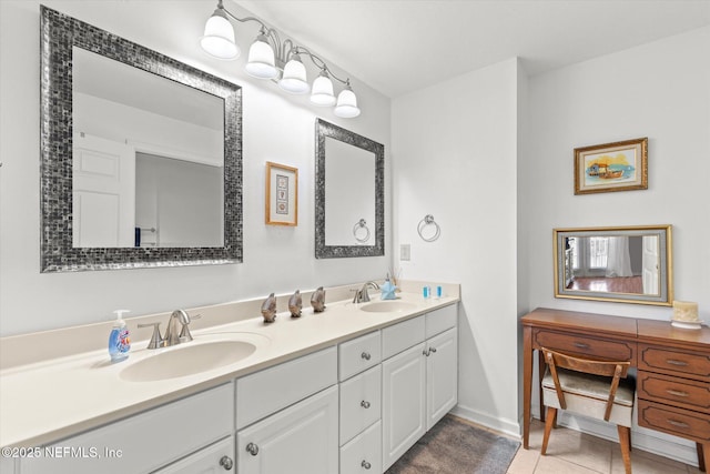 bathroom featuring vanity and tile patterned flooring