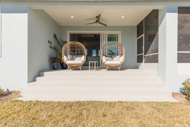 view of patio / terrace with ceiling fan