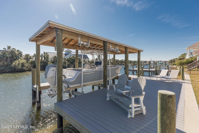 view of dock featuring a water view