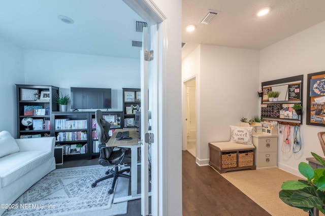 office area featuring wood-type flooring