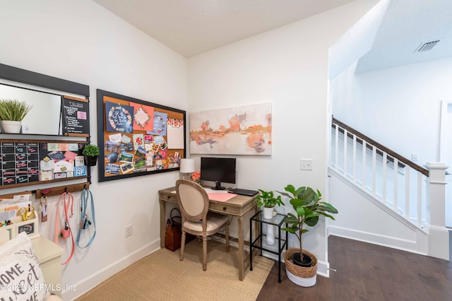 home office featuring wood-type flooring