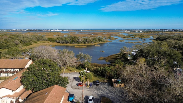 bird's eye view featuring a water view