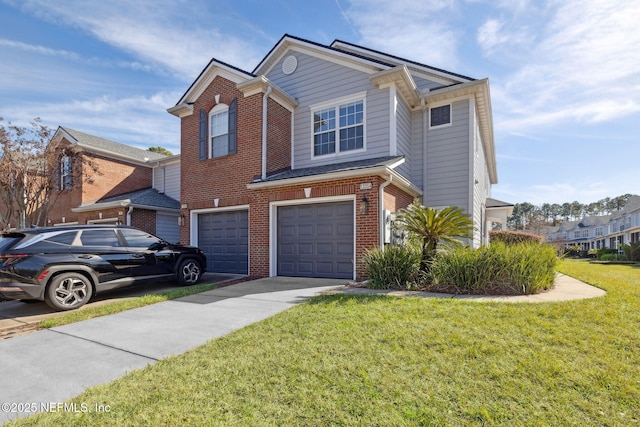 view of front of home with a garage and a front yard