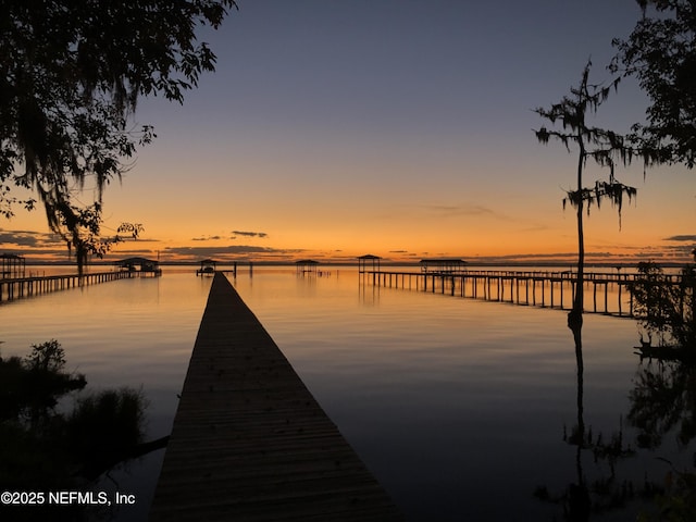 view of dock featuring a water view