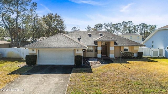 view of front of home with a garage and a front yard