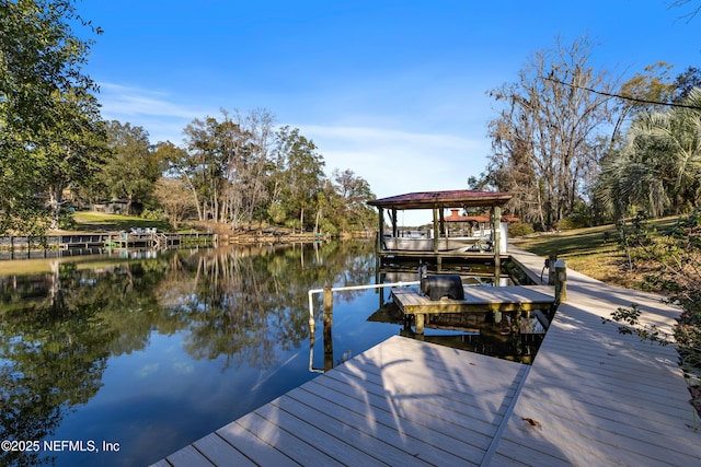 dock area featuring a water view