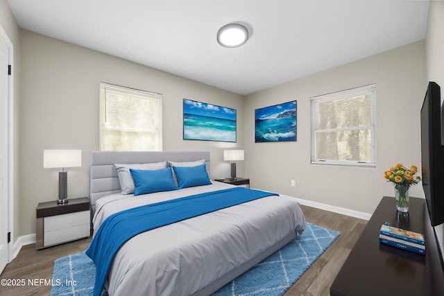 bedroom featuring dark hardwood / wood-style flooring