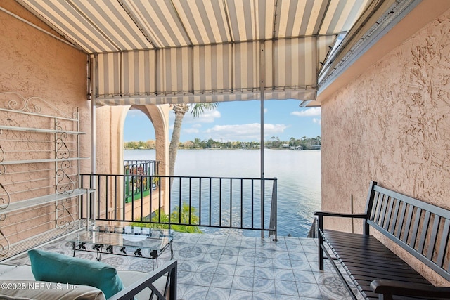 balcony with a water view