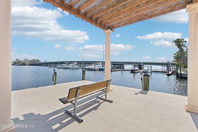 view of dock featuring a water view