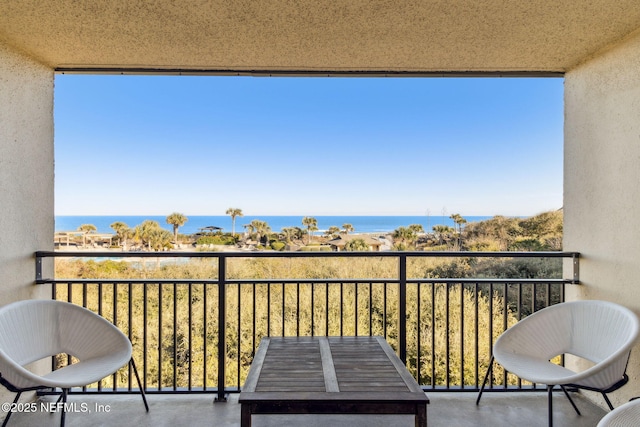 balcony with a water view