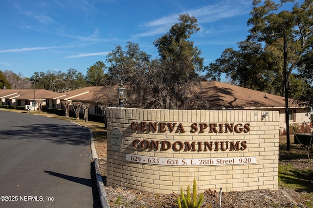 view of community sign