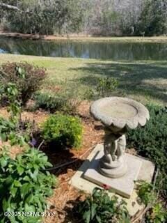 view of yard with a water view