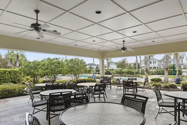 view of patio / terrace featuring ceiling fan