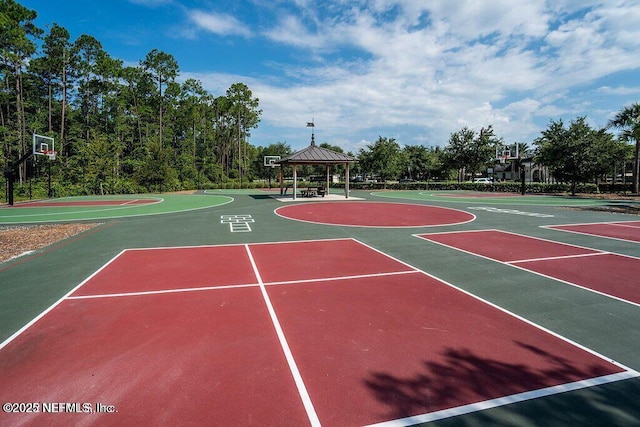 view of basketball court with a gazebo