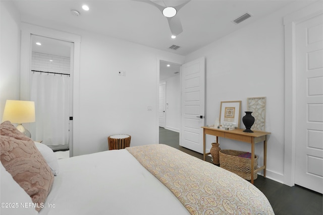 bedroom featuring dark hardwood / wood-style floors