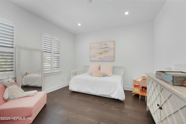 bedroom featuring dark wood-type flooring