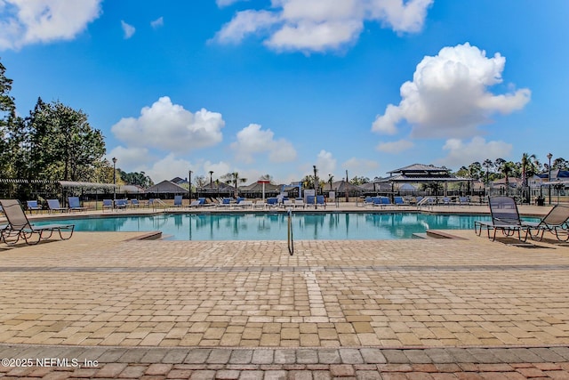 view of pool with a gazebo